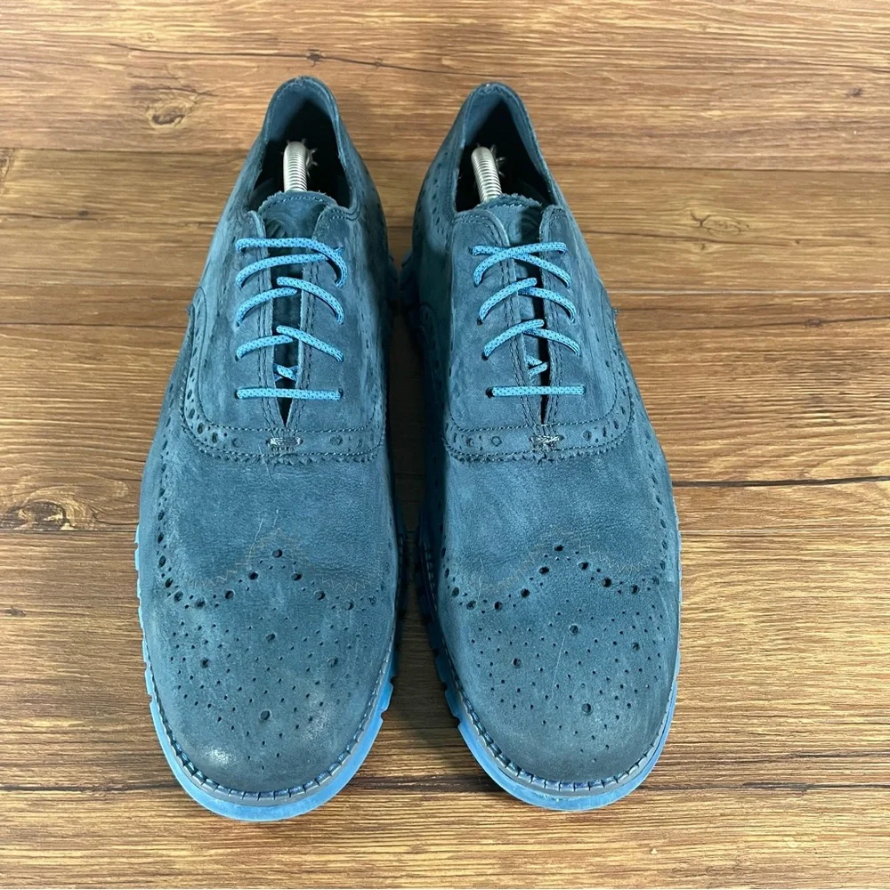 COLE HAAN ZeroGrand Blue Suede Wingtips Dress Shoes Men’s Size 11 Oxford Sneaker